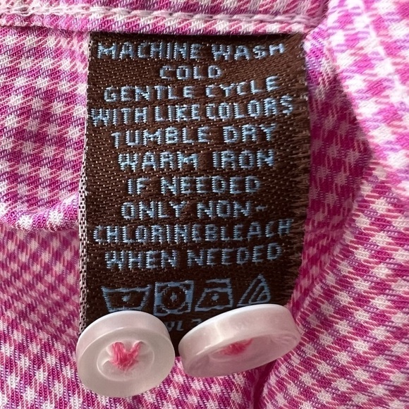 Mens Size 15 1/2 Tattersall Long Sleeve Button Down Dress Shirt Pink Check 34/35 - Picture 4 of 5